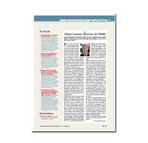 Olivier Leurent, directeur de l’ENM Tendance Droit