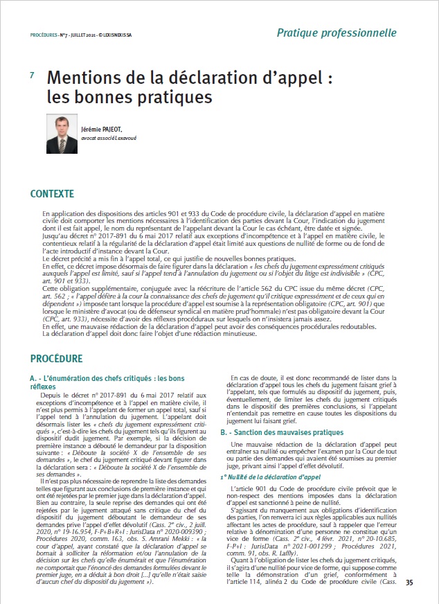 Modèle de déclaration d'appel judiciaire